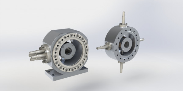 Electrostatic deflector with different high voltage feedthrough options.