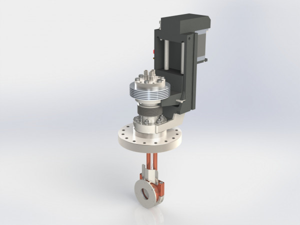 Faraday cup option with motorized linear feedthrough.